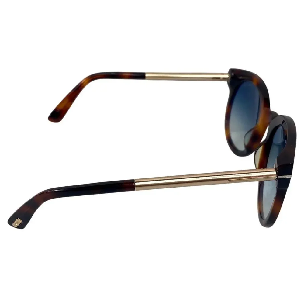 Tom Ford Janina TF435 52P Womens Blue Gold Round Cat Eye Tortoise Sunglasses